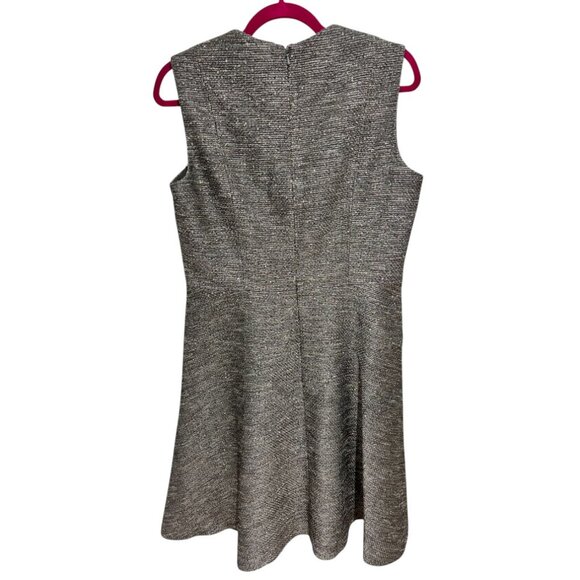 Lela Rose Grey Sequin Sleeveless Seamed Fit & Flare Twill Midi Dress SZ 14 - Picture 3 of 6